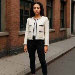 J.Crew Frances Lady Jacket In Maritime Tweed in Natural Color Size 16